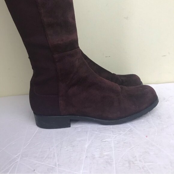 Stuart Weitzman 5050 Suede OverThe Knee Tall Boot Stretch Round Toe Burgundy 5.5 - Picture 8 of 16